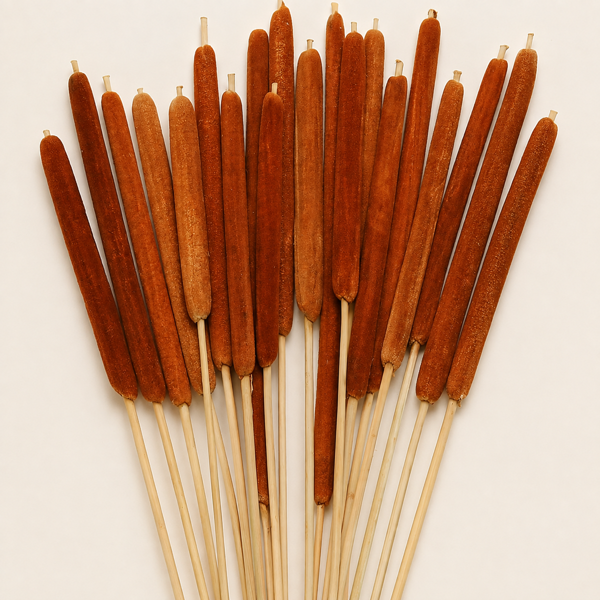 20 Natural Dried Cattail Stems for Floral Arrangements