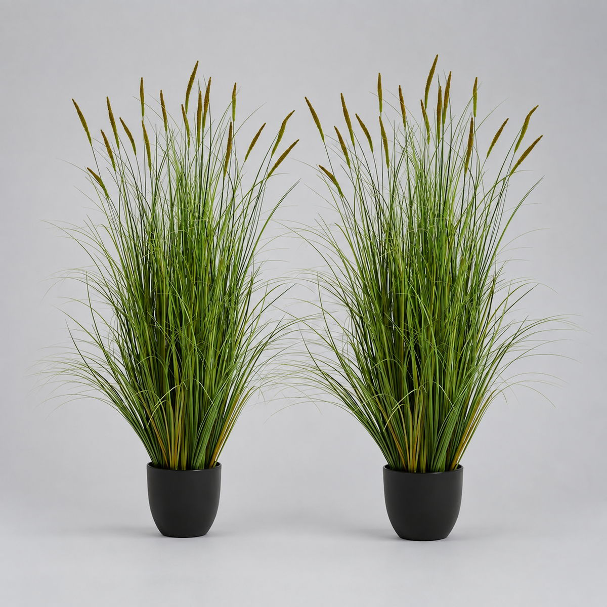 Set of 2 Faux Cattail Reed Grass Plants, 4 Foot Greenery in Black Pots for Indoor Decor — styled product view 10