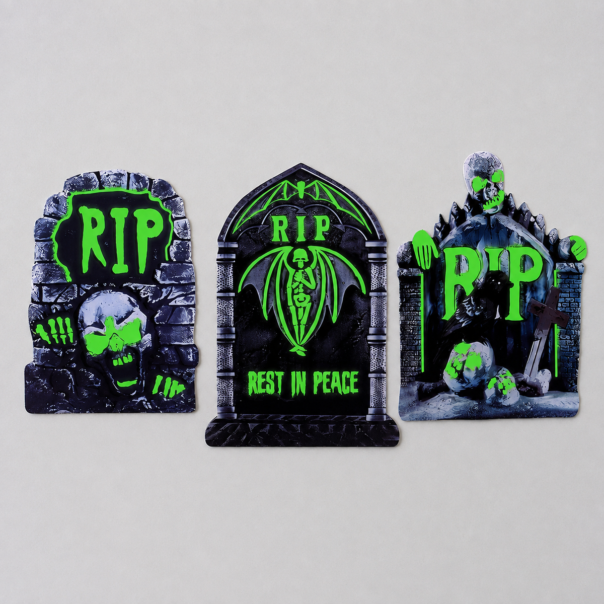 Set of 6 Glow in the Dark Tombstone Yard Signs with Stakes, Halloween Graveyard Decorations, product view 10