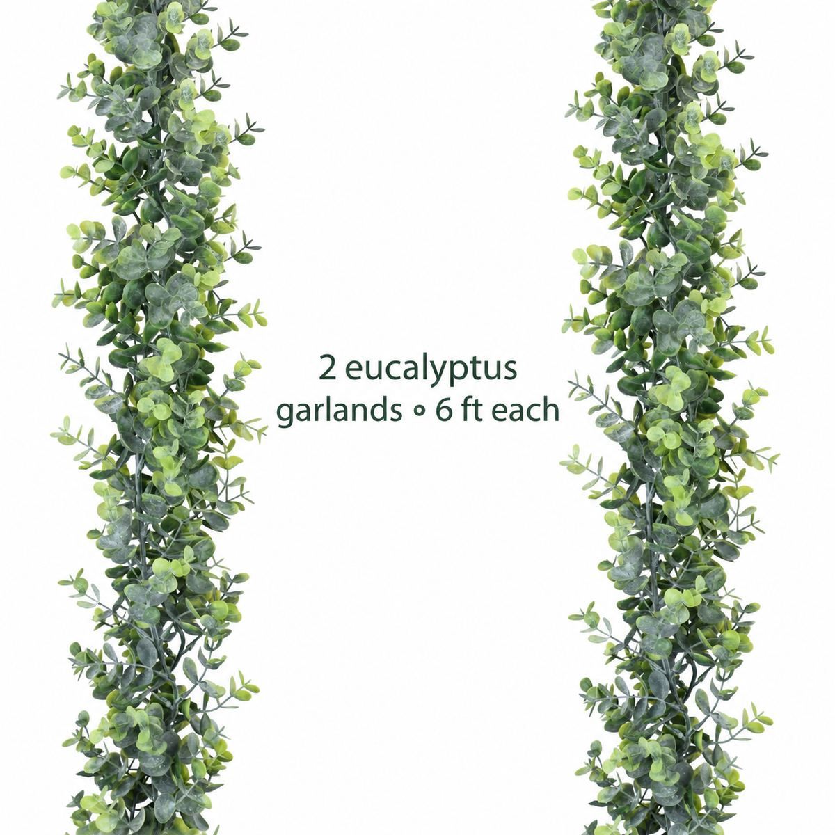 Two faux eucalyptus garlands, 6 ft each - product detail and inclusion view 10