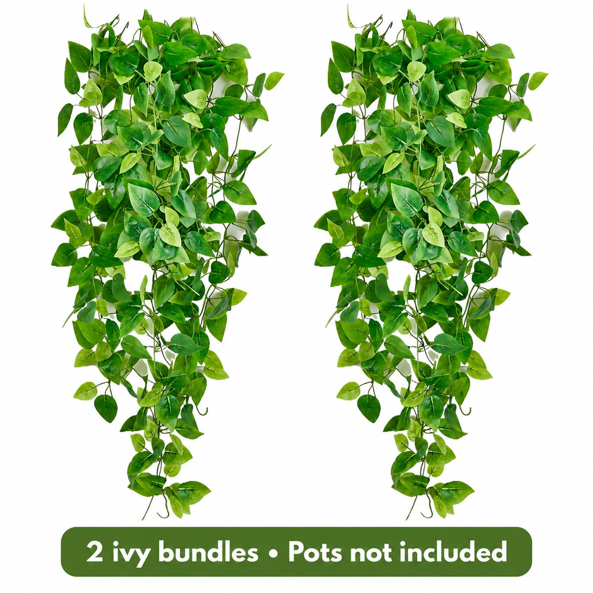 Two artificial trailing ivy bundles without pots - product detail and inclusion view 10