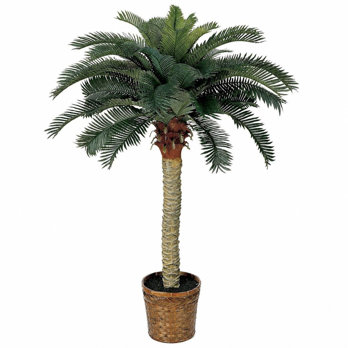 4-Foot Artificial Sago Palm Tree with Wicker-Style Pot — detail view 10