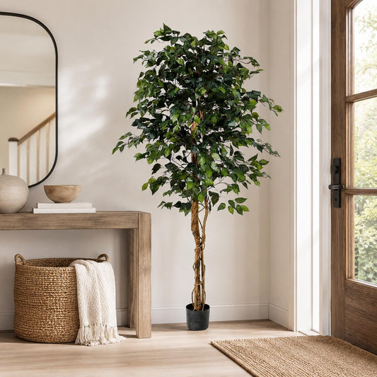 Artificial and real plants compared as greenery for home decor