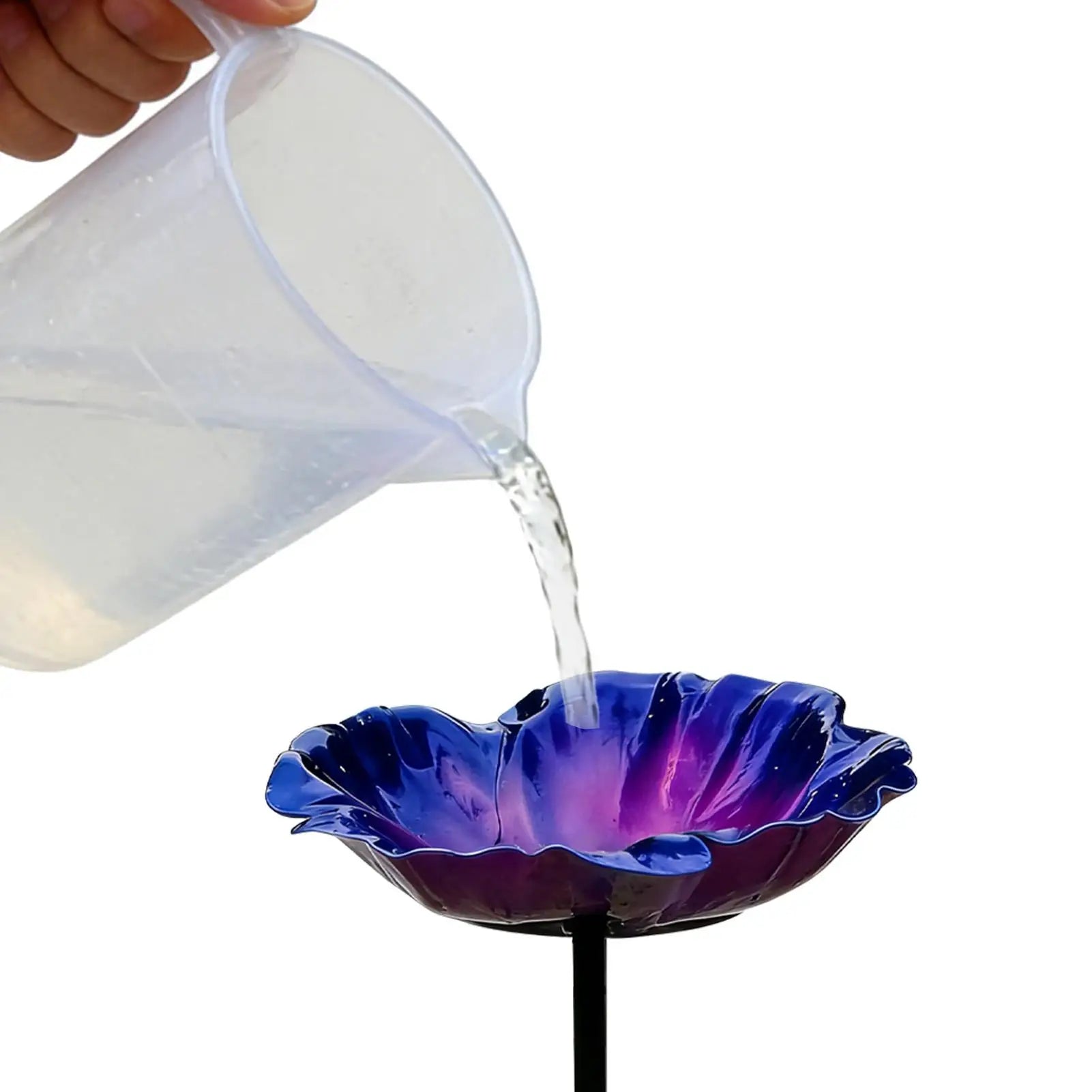 Metal Flower Garden-Stake Bird Bath, 2 Colors - alternate view 2