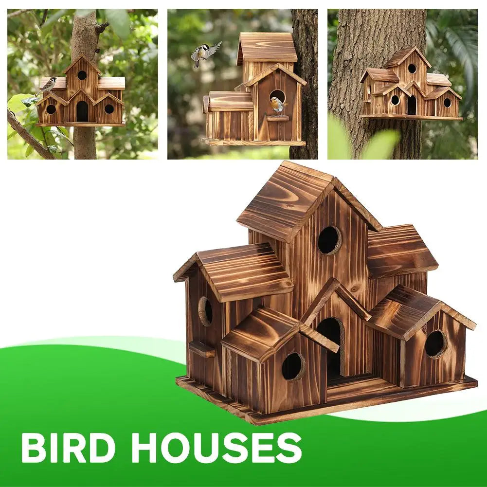 Five-Room Wooden Outdoor Birdhouse