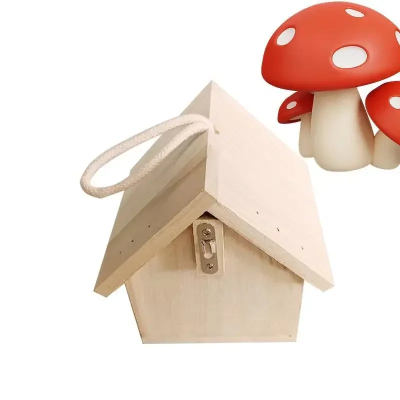 Natural Wood Hanging Birdhouse with Perch - alternate view 5