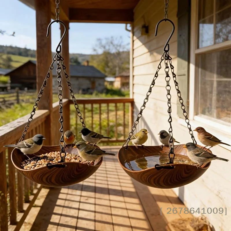 Vintage Wood Hanging Bird Feeder, 2 Styles