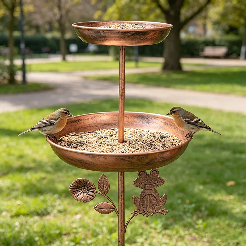 Vintage Copper-Tone Two-Tier Bird Feeder & Bath - alternate view 5