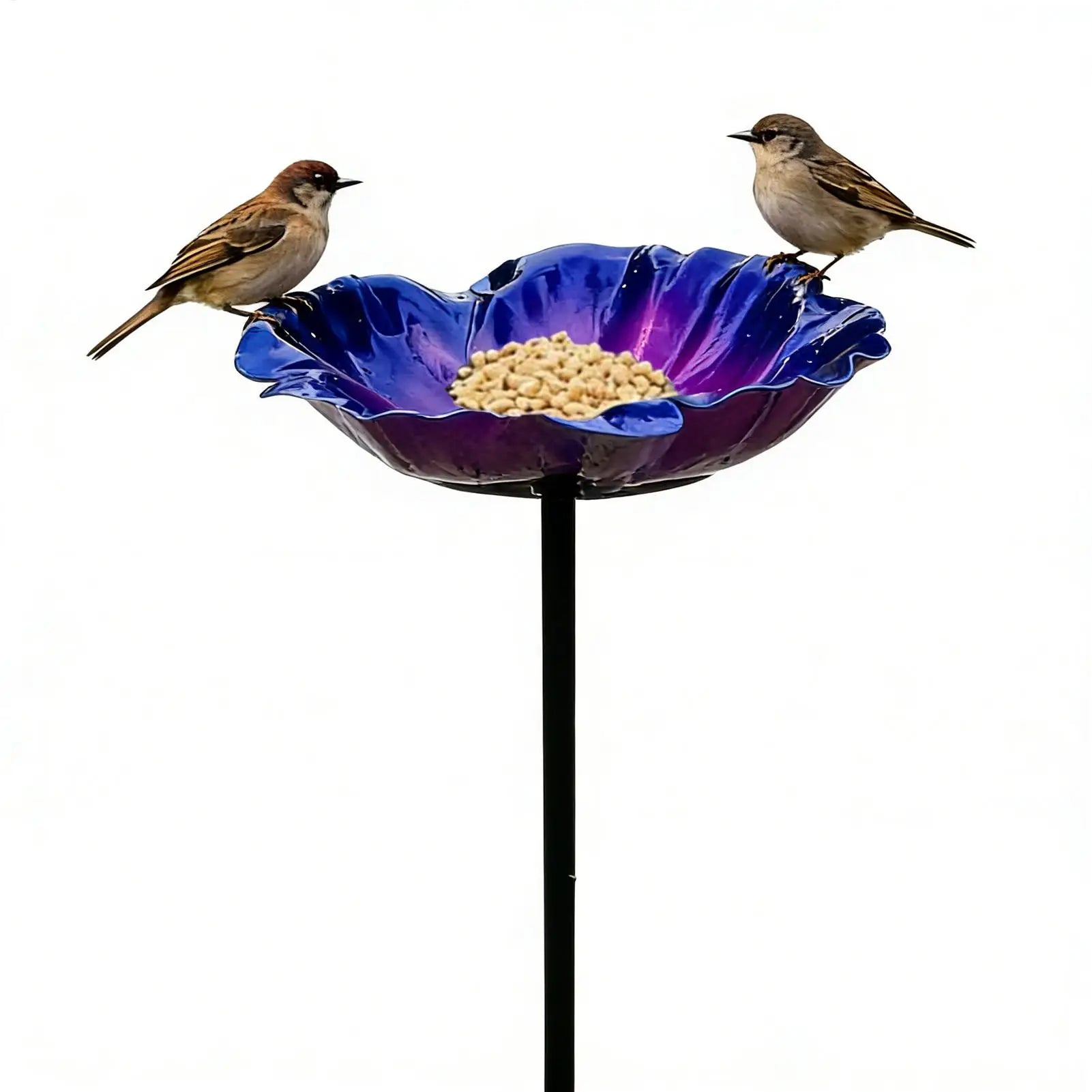Metal Flower Garden-Stake Bird Bath, 2 Colors - alternate view 3