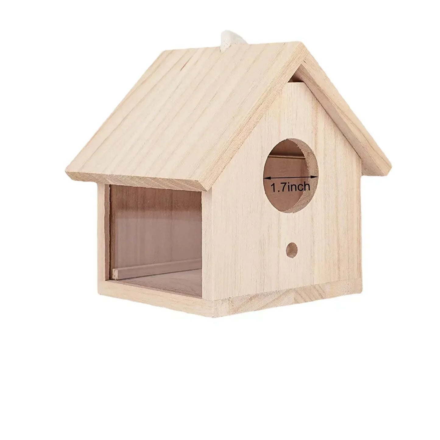 Natural Wood Hanging Birdhouse with Perch - alternate view 6