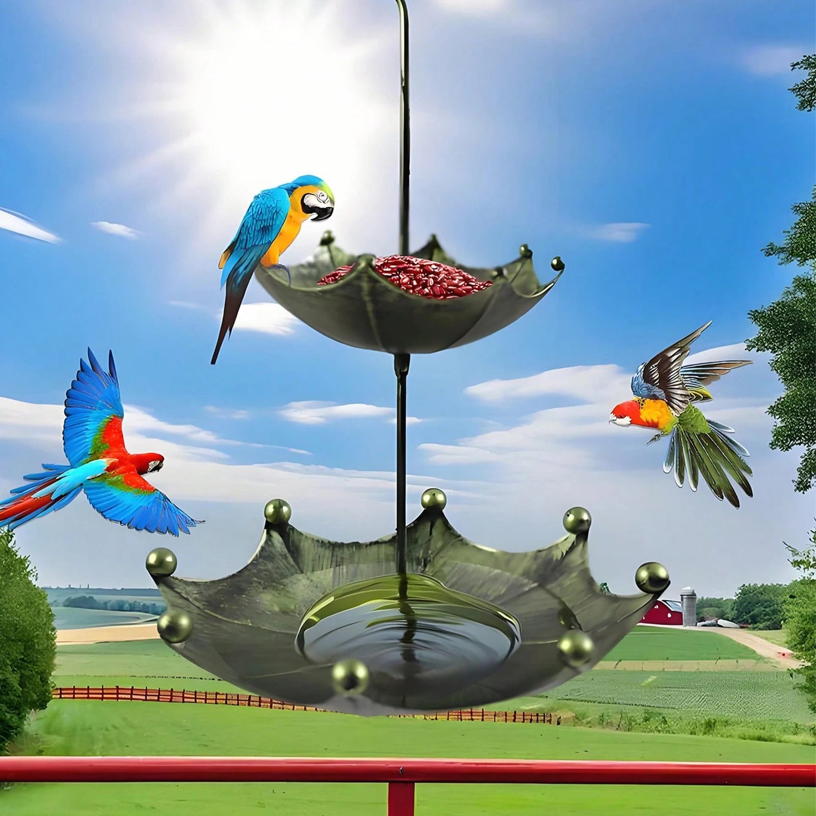Antique-Style Umbrella Bird Feeder & Bath - alternate view 2