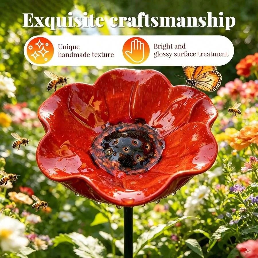 Red Floral Metal Garden Bird Feeder - alternate view 6