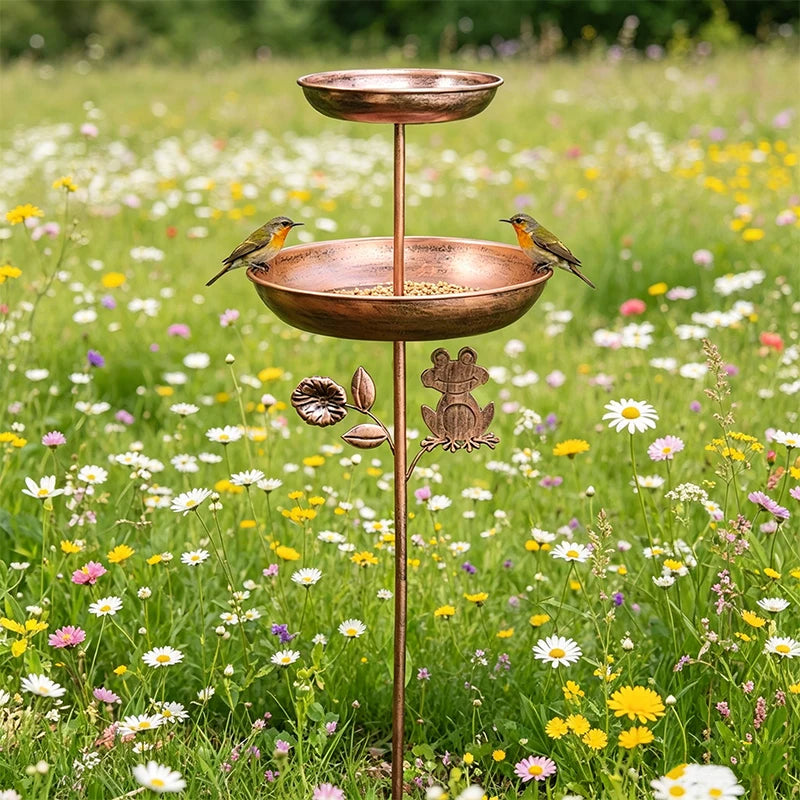 Vintage Copper-Tone Two-Tier Bird Feeder & Bath - alternate view 6