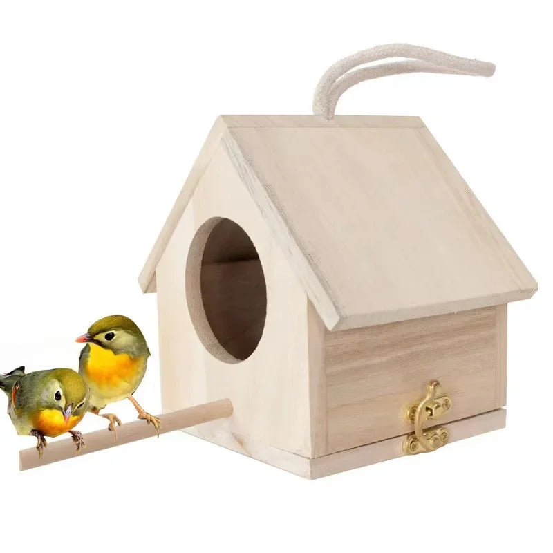 Natural Wood Hanging Birdhouse with Perch - alternate view 3