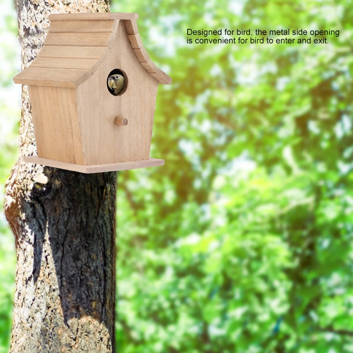 Wooden Bird Breeding Box with Perch - alternate view 4