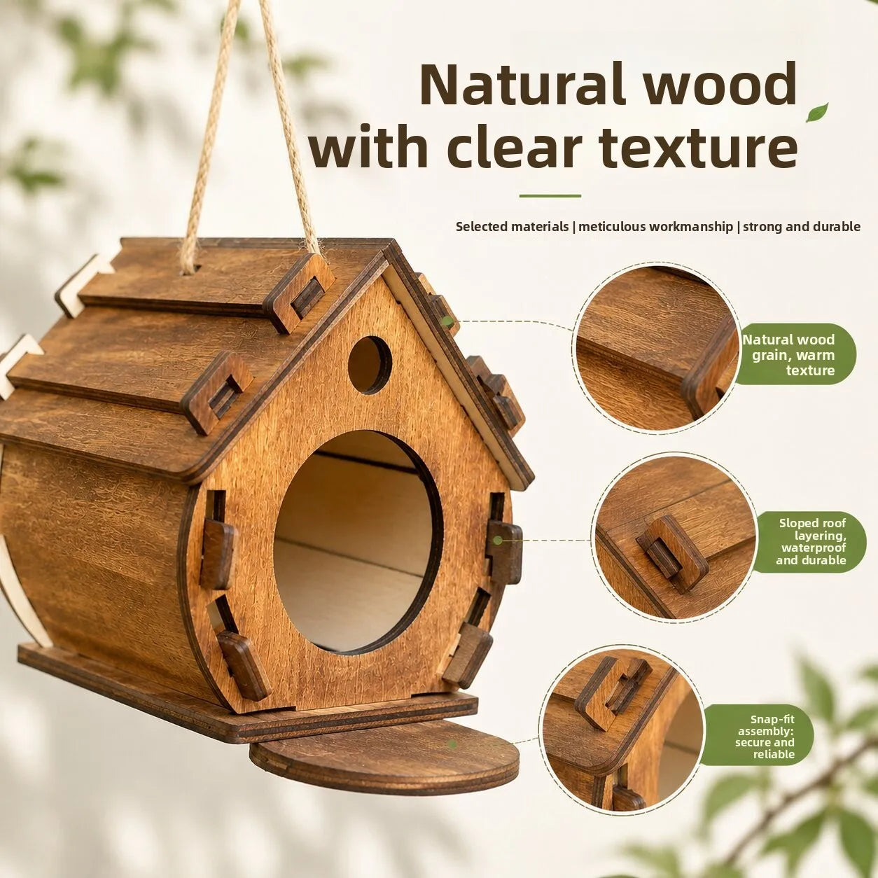 DIY Wooden Hanging Bird Feeder House - alternate view 3