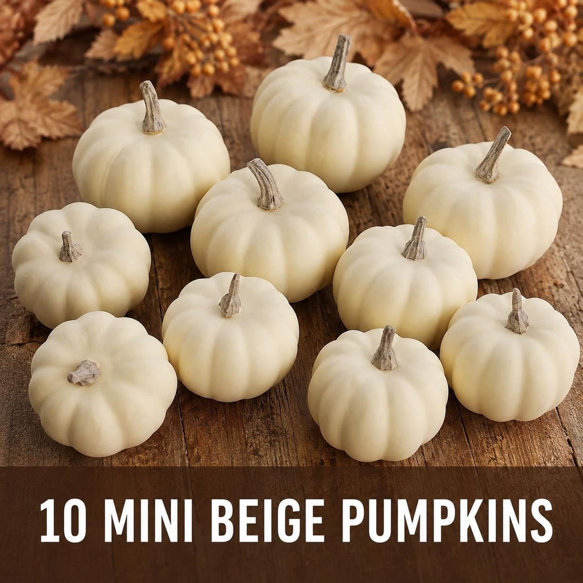 Mini Ivory Pumpkin Set of 10, Foam Pumpkins for Painting, Neutral Harvest Tabletop Mantel and Fall Centerpiece Decor