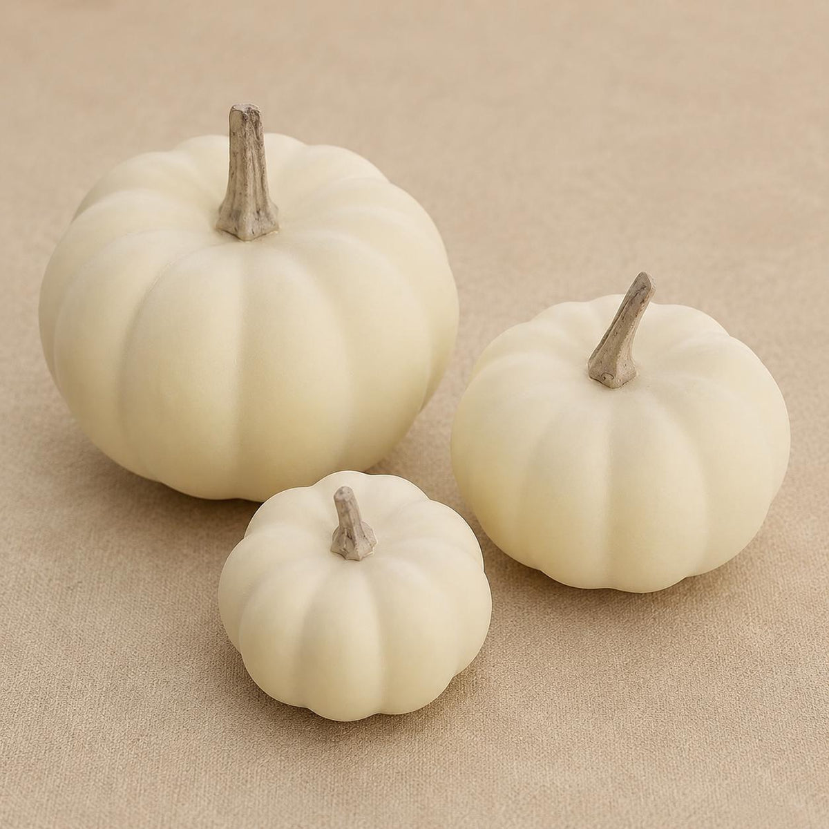 Mini Ivory Pumpkin Set of 10, Foam Pumpkins for Painting, Neutral Harvest Tabletop Mantel and Fall Centerpiece Decor