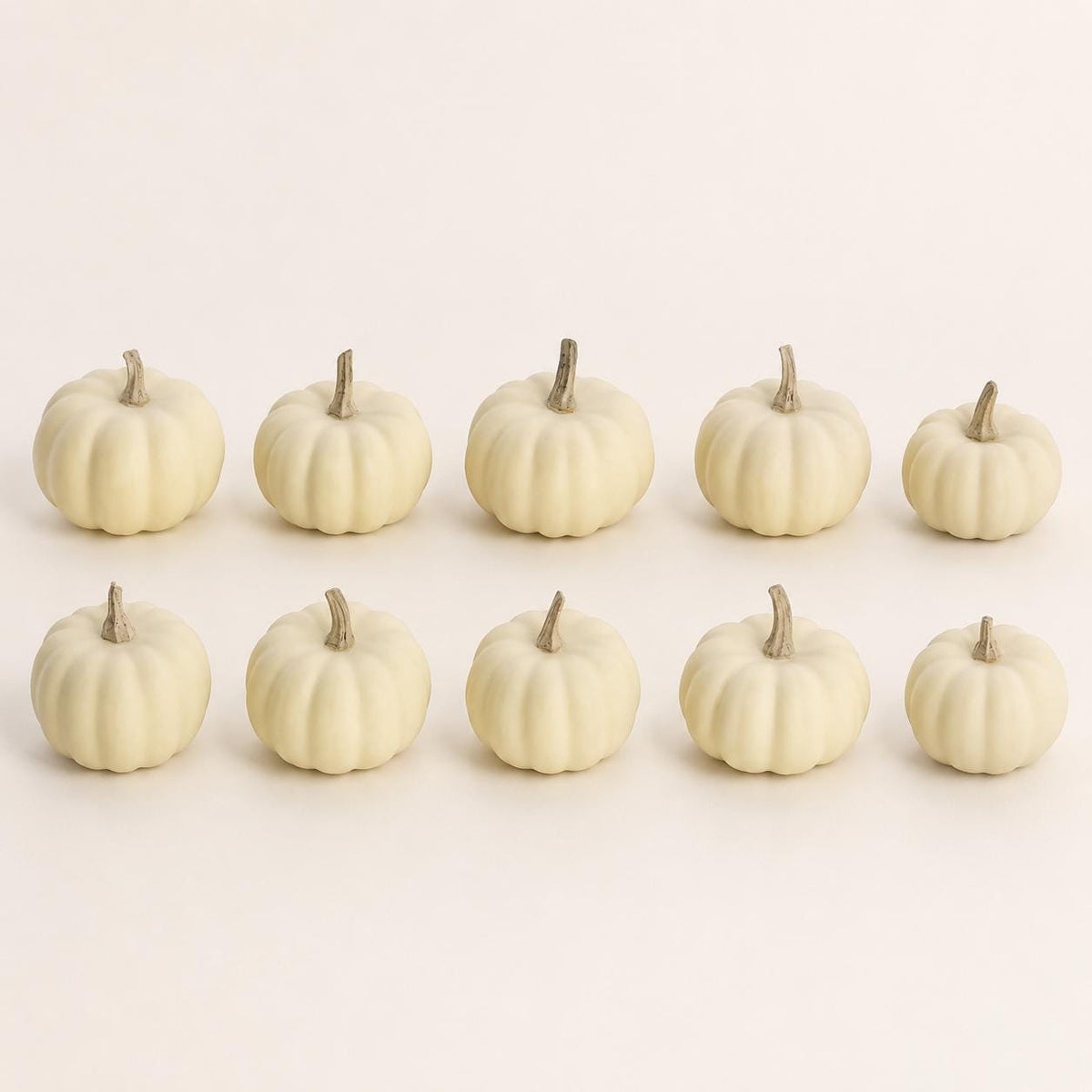 Mini Ivory Pumpkin Set of 10, Foam Pumpkins for Painting, Neutral Harvest Tabletop Mantel and Fall Centerpiece Decor