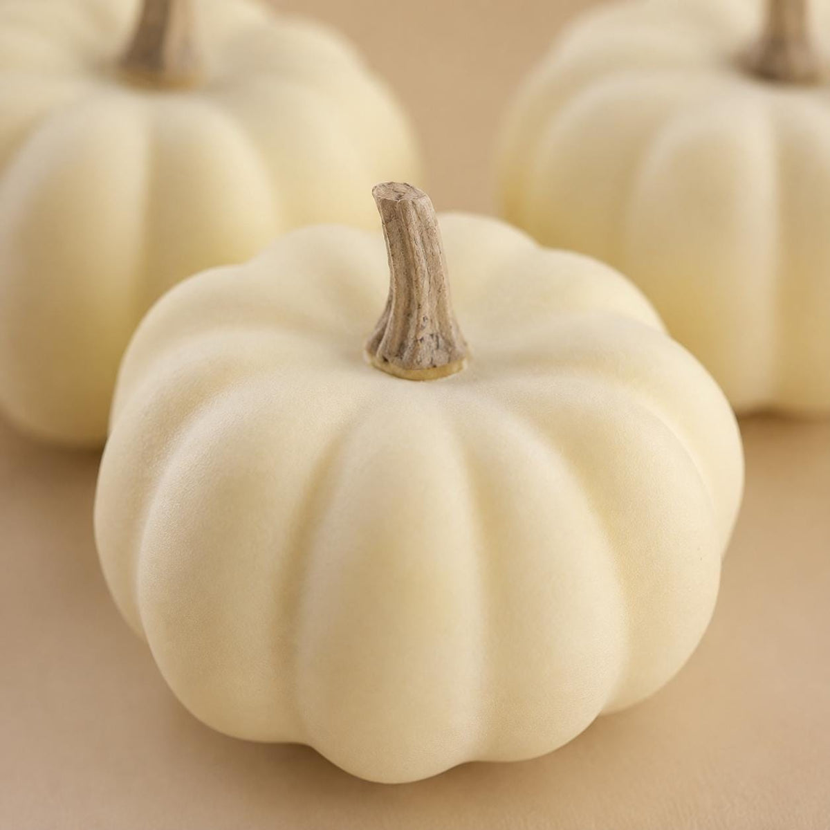 Mini Ivory Pumpkin Set of 10, Foam Pumpkins for Painting, Neutral Harvest Tabletop Mantel and Fall Centerpiece Decor