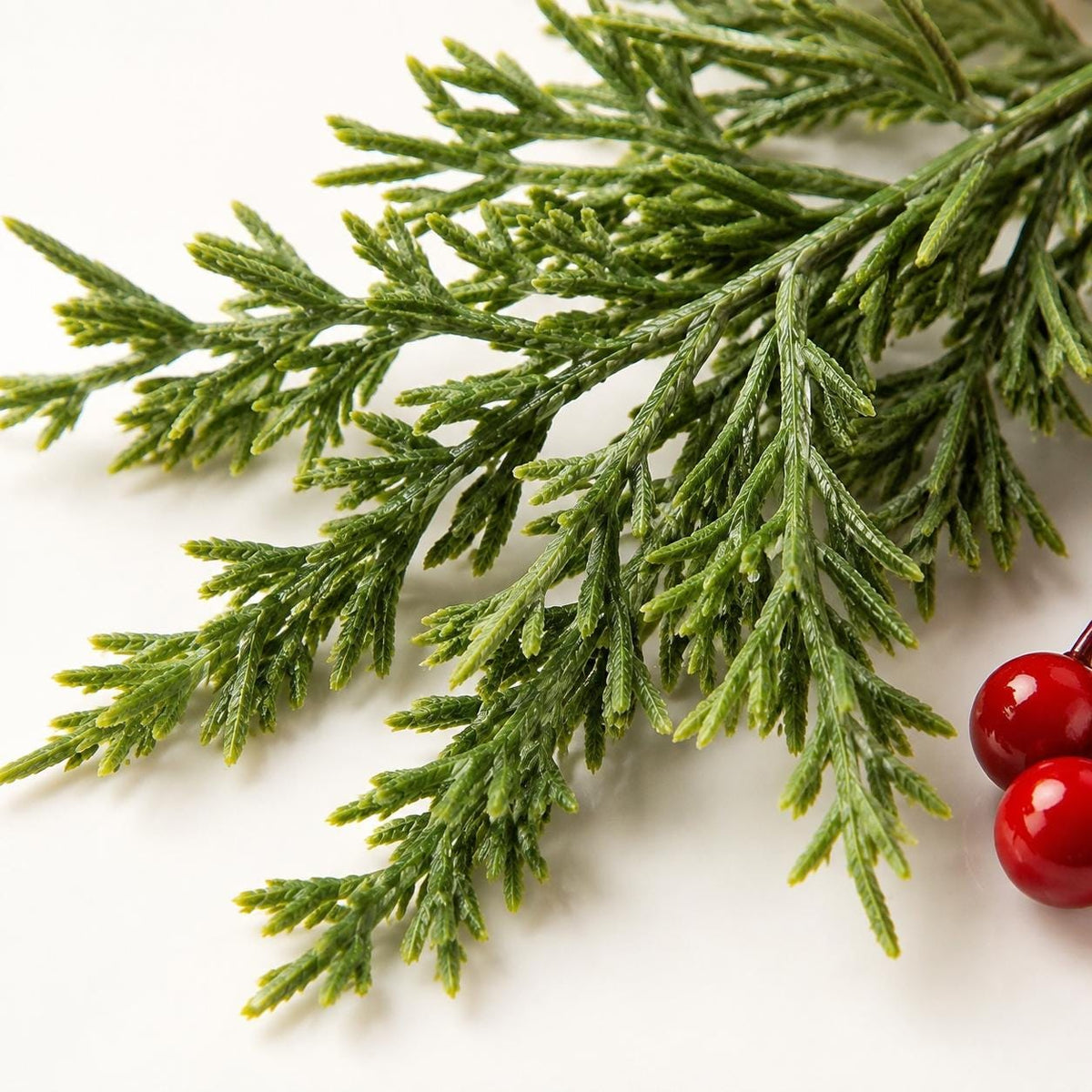 45-Piece Faux Christmas Pine Branches & Red Berry Stems Set