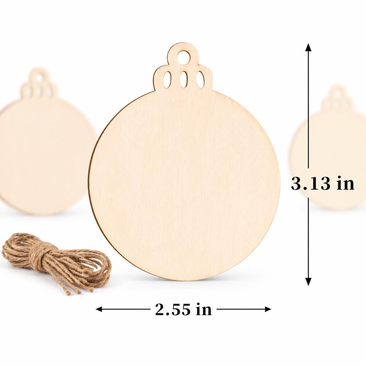 20 Unfinished Wood Ornament Blanks with Jute Cord, Round Wooden Circles for Painting, Christmas Crafts and DIY Hanging Decorations