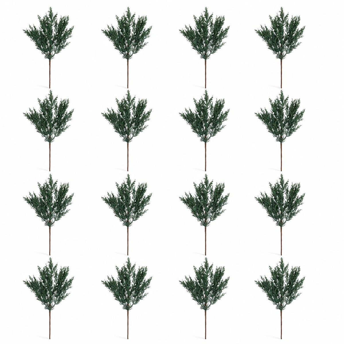 16 Artificial Norfolk Pine Stems, 18 Inch Soft Touch Cedar Greenery Branches for Christmas Wreaths, Garlands and Vase Filler