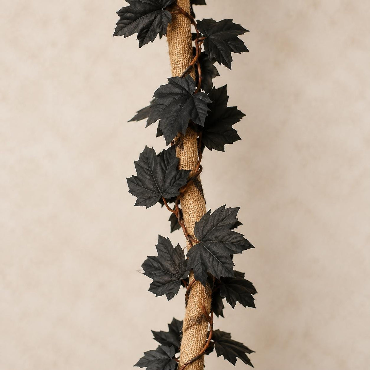 6 Ft Lighted Witch Broom, Giant Halloween Porch Decor, Oversized Rustic Broomstick with Warm Lights and Black Maple Leaves