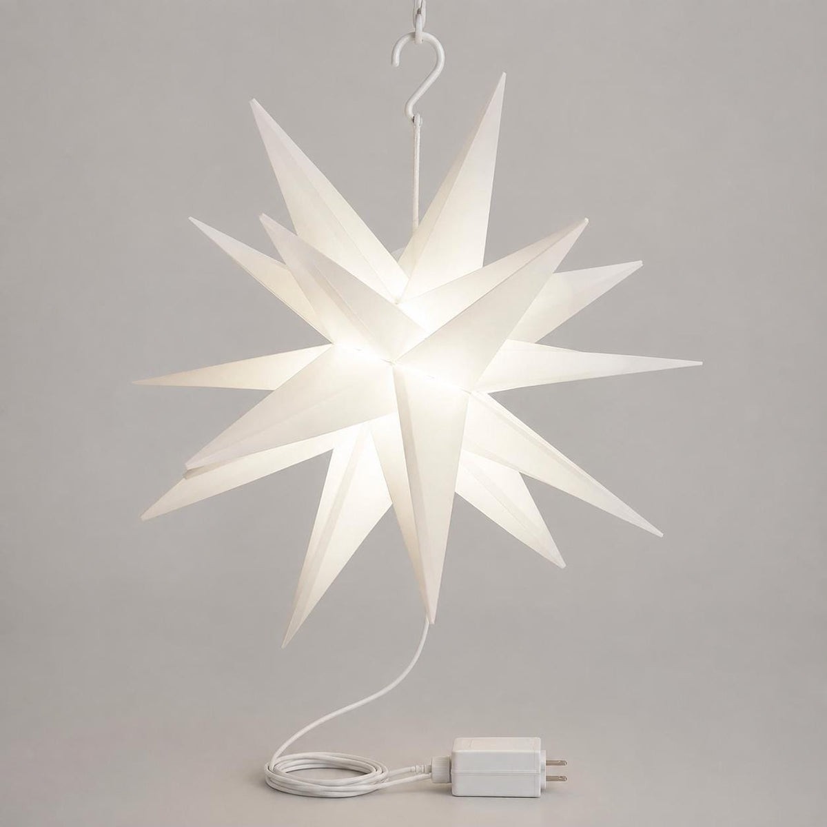 18 Inch Lighted Moravian Star, Warm White LED Hanging Christmas Star, Plug-In Outdoor Porch and Advent Decoration
