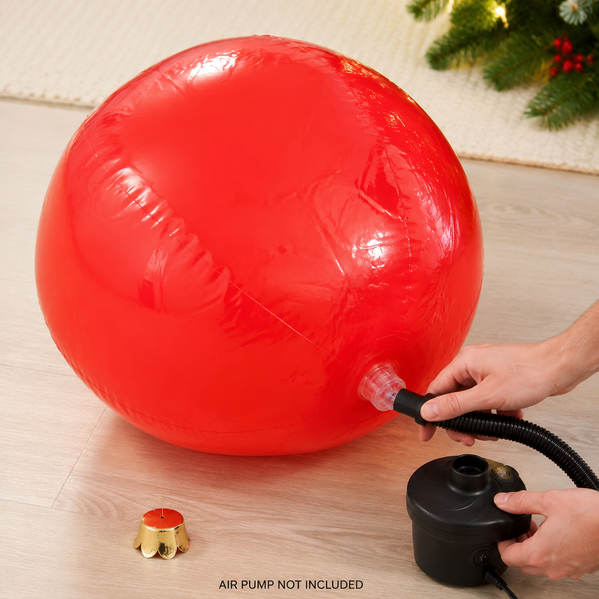 Oversized Inflatable Christmas Ornament Ball, Indoor Outdoor Holiday Yard Decor, 15-30 Inch
