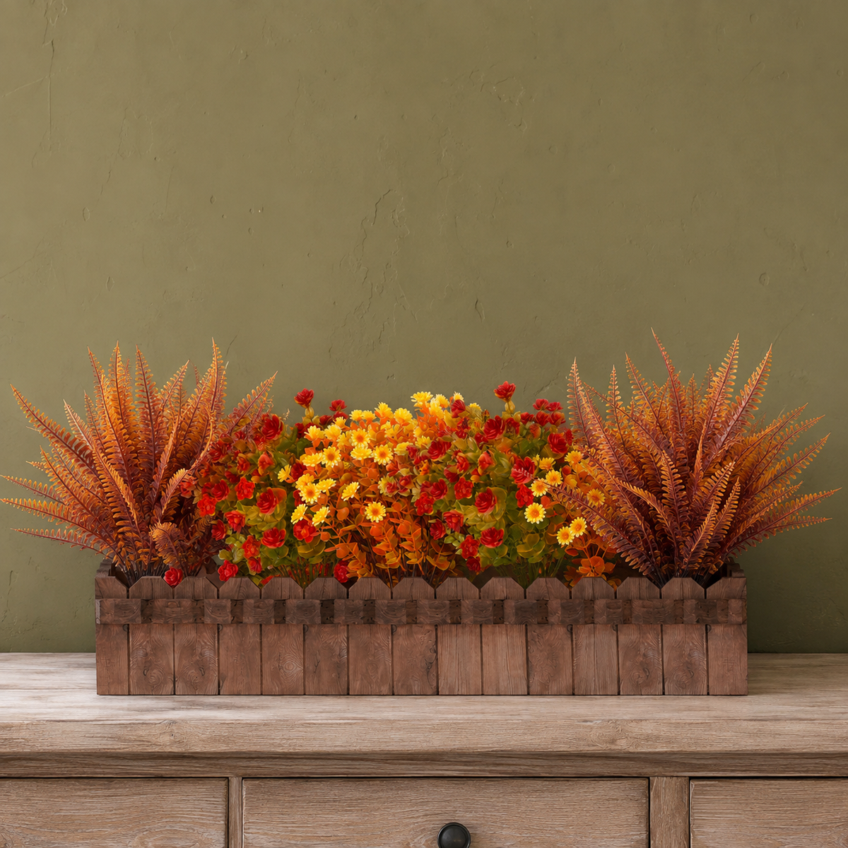 20 Bundles Artificial Fall Flowers, UV Resistant Faux Mums, Eucalyptus and Fern Stems