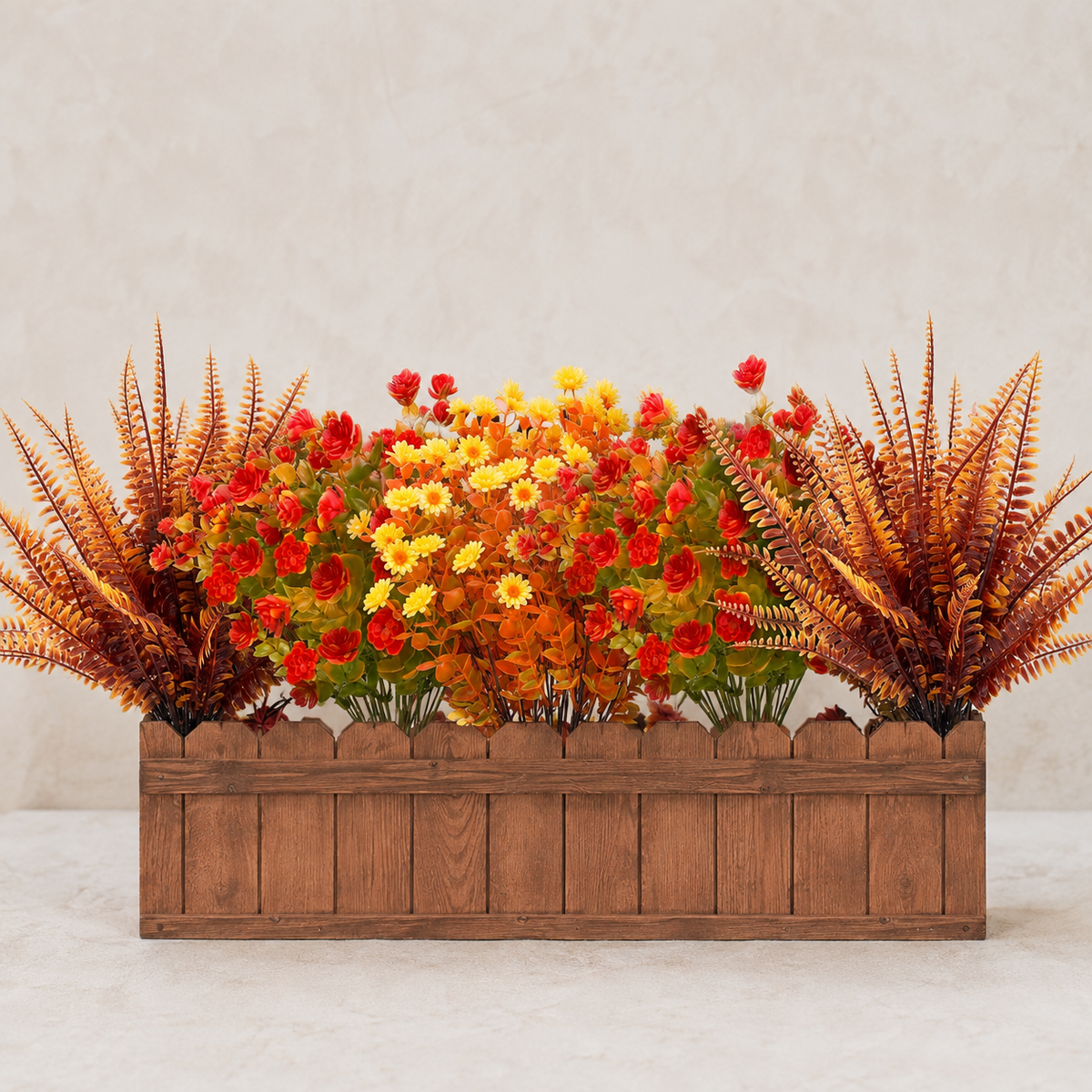 20 Bundles Artificial Fall Flowers, UV Resistant Faux Mums, Eucalyptus and Fern Stems