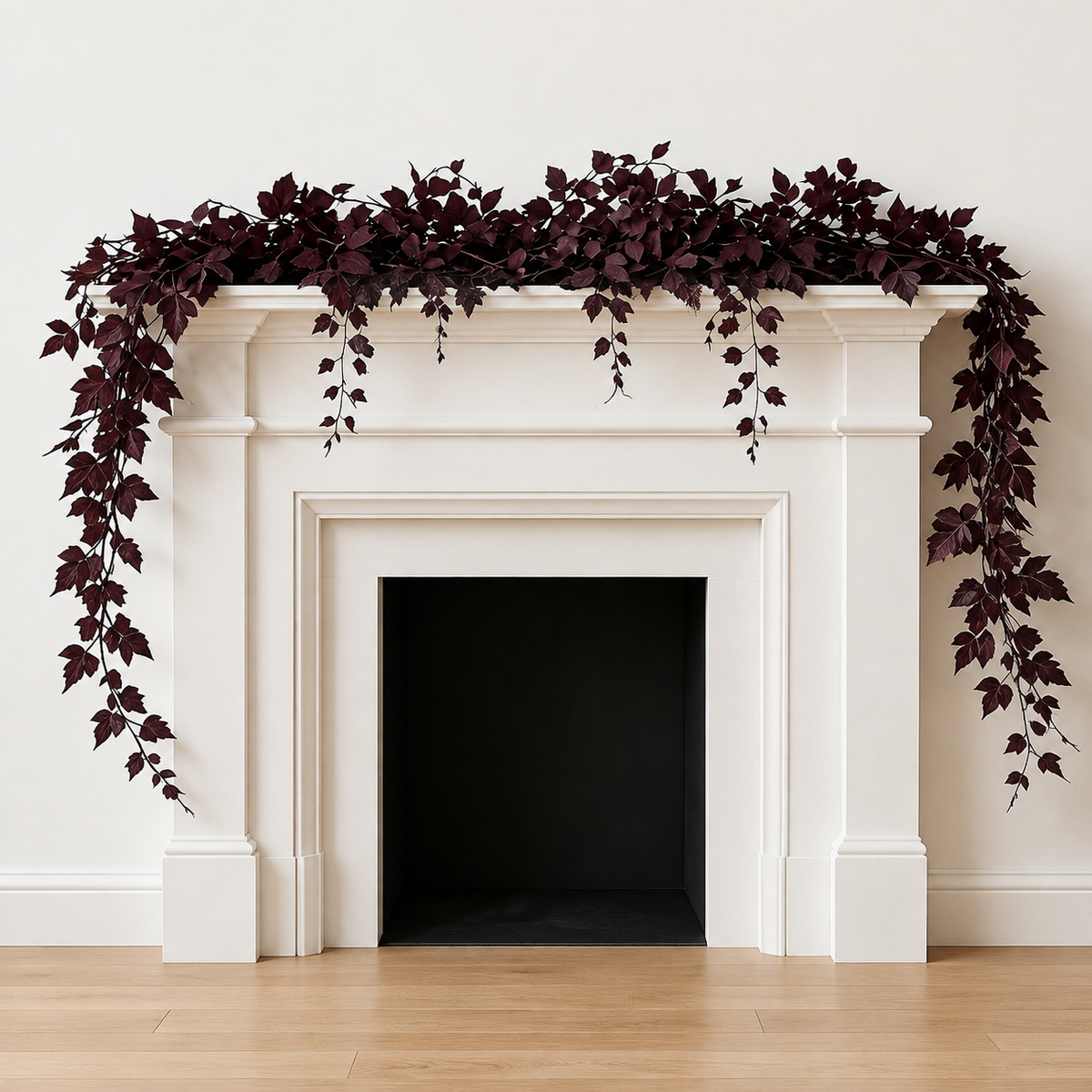 2 Pack 6 Ft Deep Plum Leaf Garlands, Burgundy Autumn Mantel and Table Decor