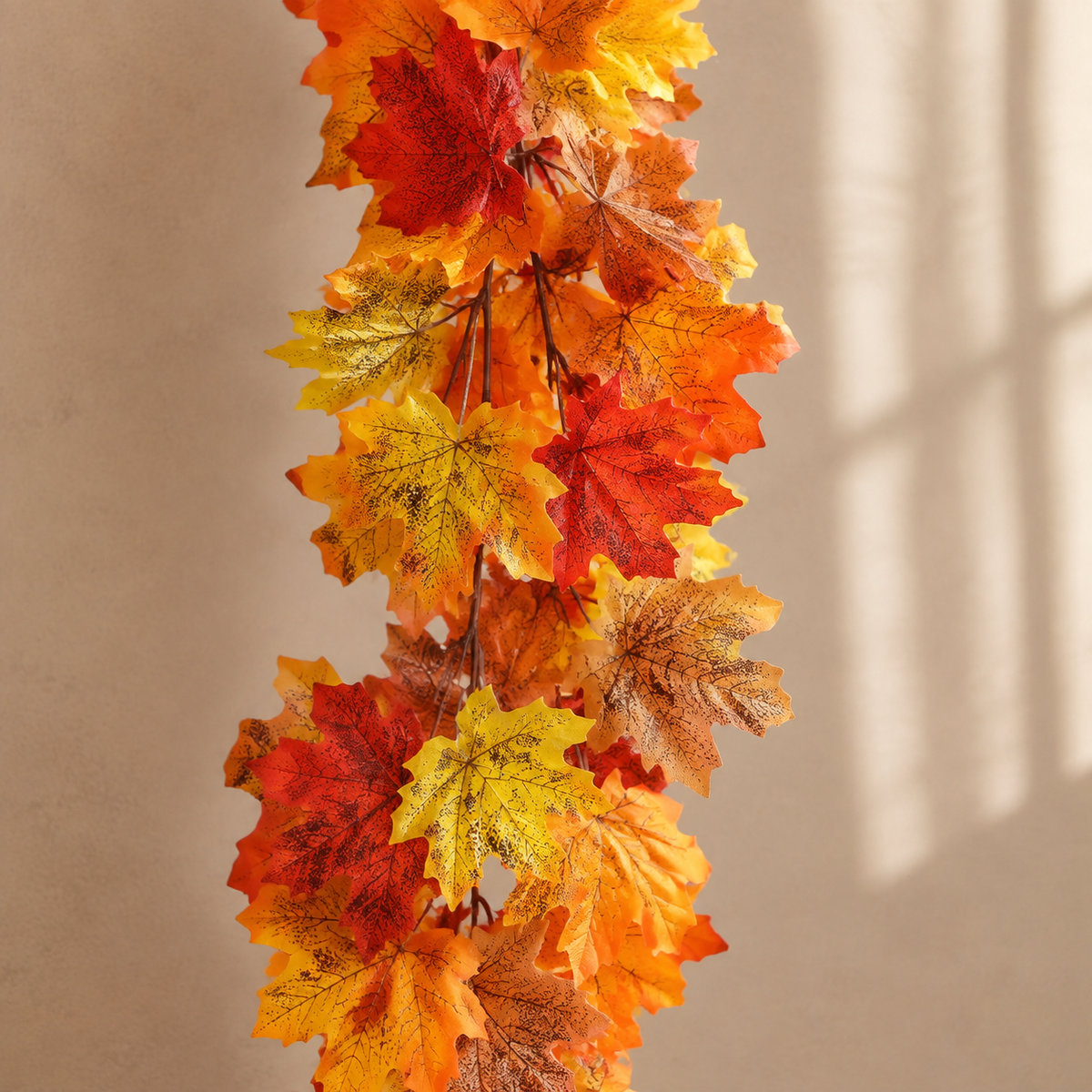 2 Pack 79 Inch Deep Red Maple Leaf Garlands, Autumn Mantel and Thanksgiving Decor