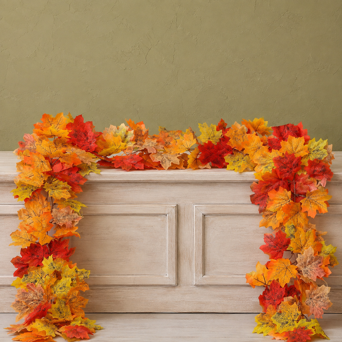 2 Pack 79 Inch Deep Red Maple Leaf Garlands, Autumn Mantel and Thanksgiving Decor