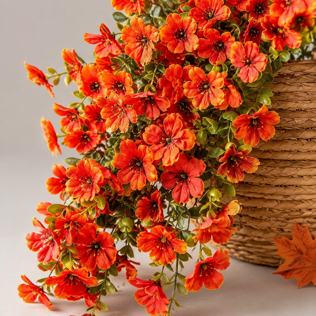 2 Pack Orange Daisy Hanging Flowers, UV Resistant Faux Autumn Porch Decor