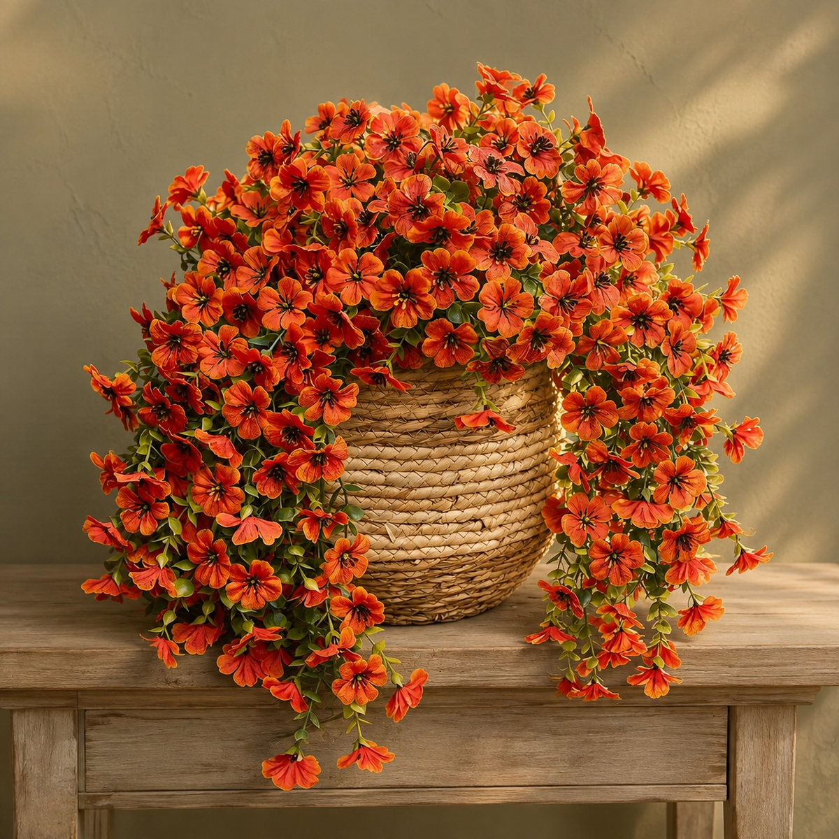 2 Pack Orange Daisy Hanging Flowers, UV Resistant Faux Autumn Porch Decor