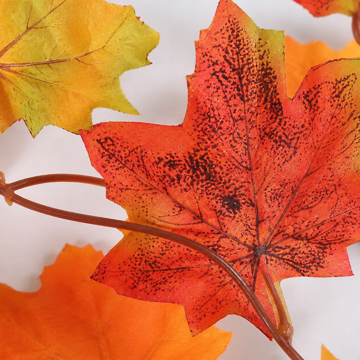 2 Pack 79 Inch Maple Leaf Garlands, Red Orange Green Autumn Mantel Decor