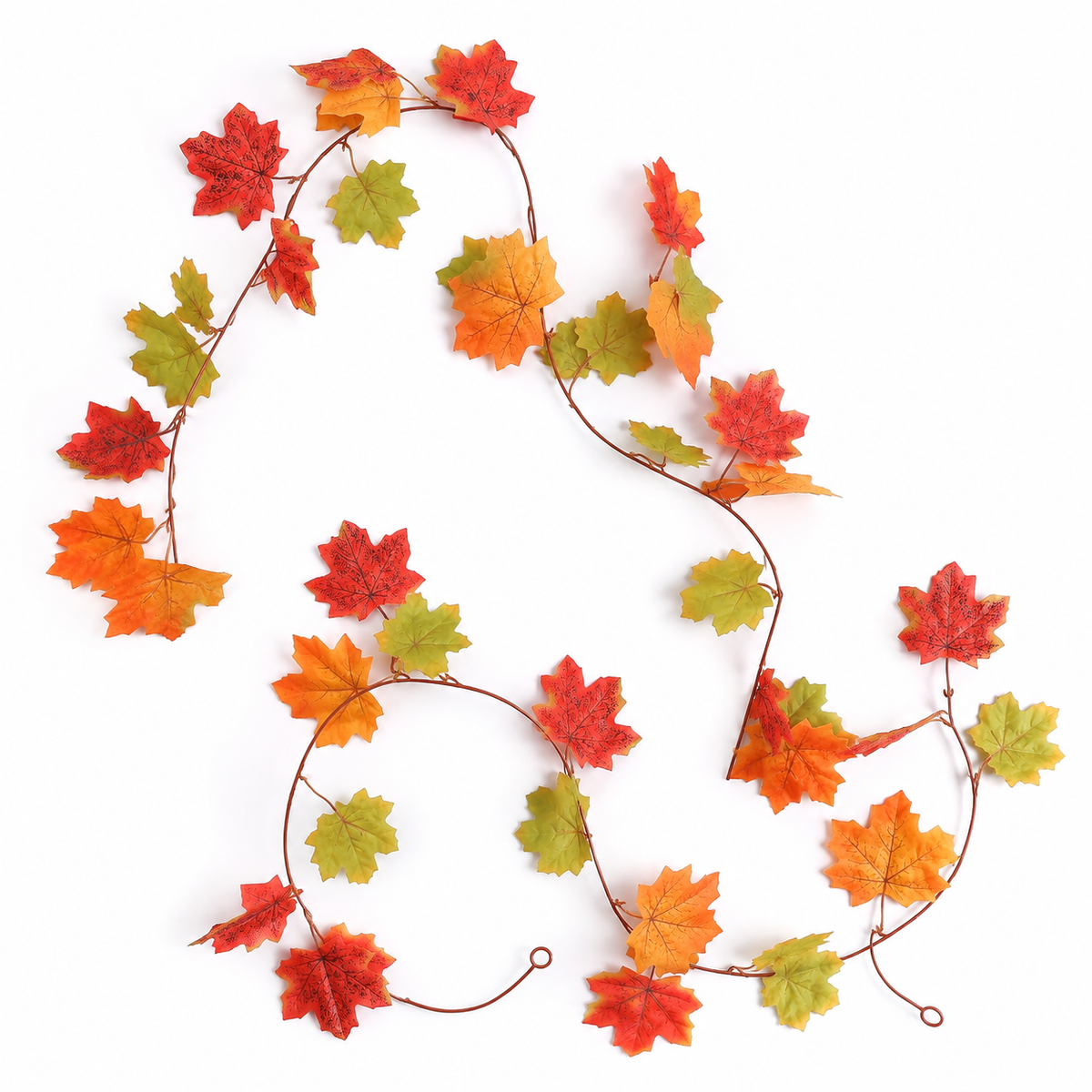 2 Pack 79 Inch Maple Leaf Garlands, Red Orange Green Autumn Mantel Decor