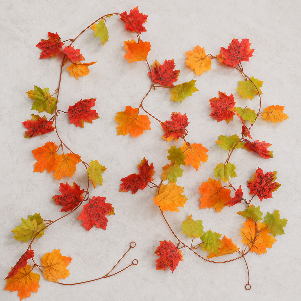 2 Pack 79 Inch Maple Leaf Garlands, Red Orange Green Autumn Mantel Decor
