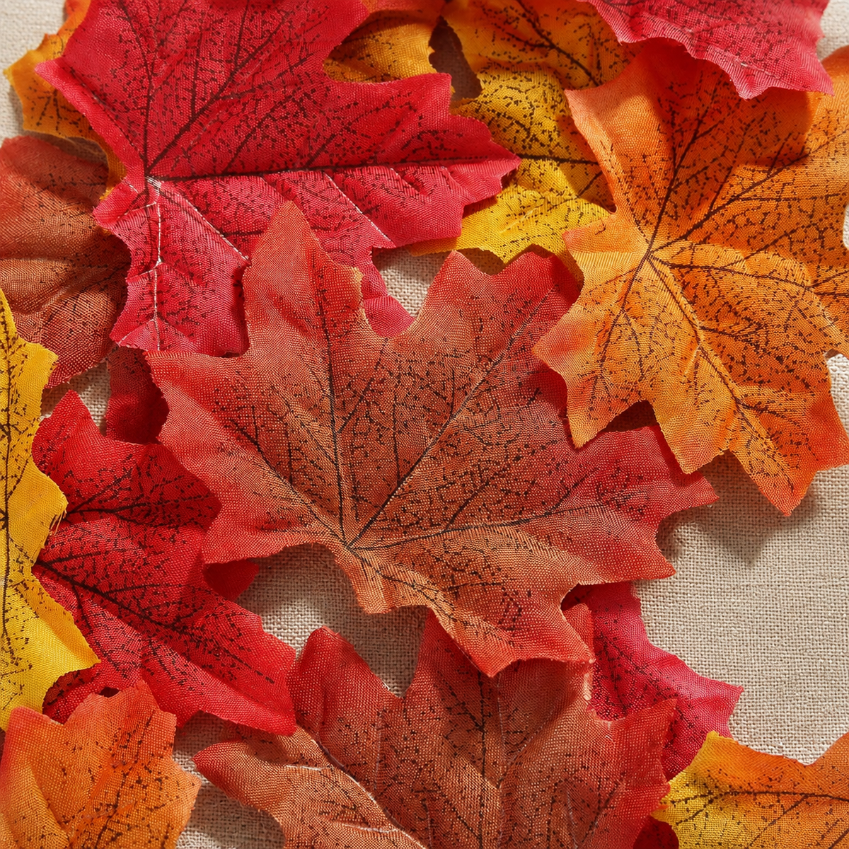 300 Artificial Maple Leaves, Mixed Autumn Colors for Crafts and Table Scatter