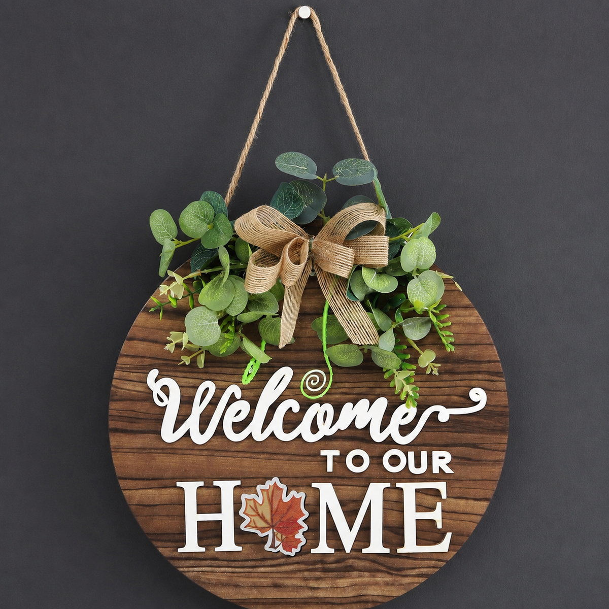 12 Inch Round Welcome Sign with Seasonal Attachments