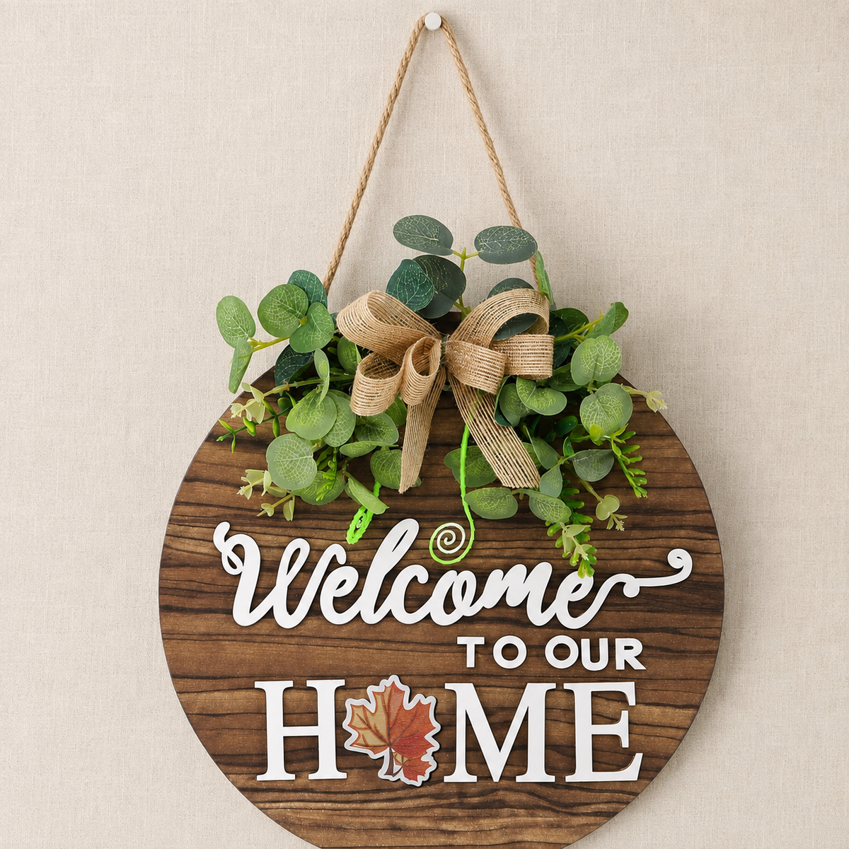 12 Inch Round Welcome Sign with Seasonal Attachments