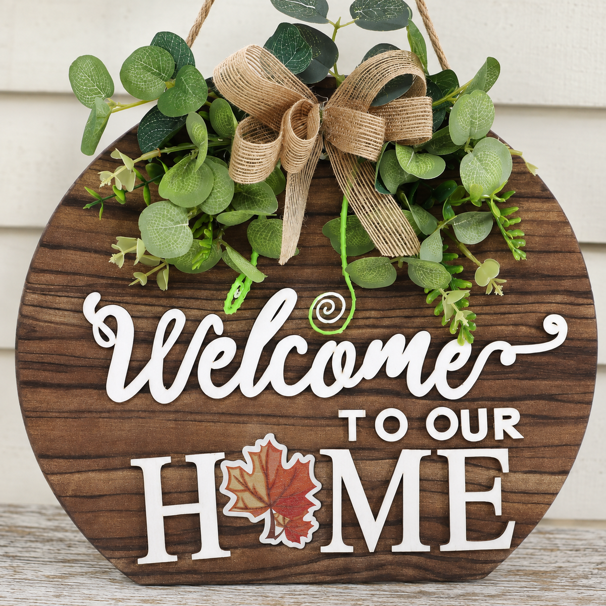 12 Inch Round Welcome Sign with Seasonal Attachments
