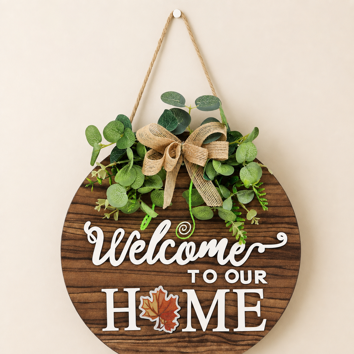 12 Inch Round Welcome Sign with Seasonal Attachments