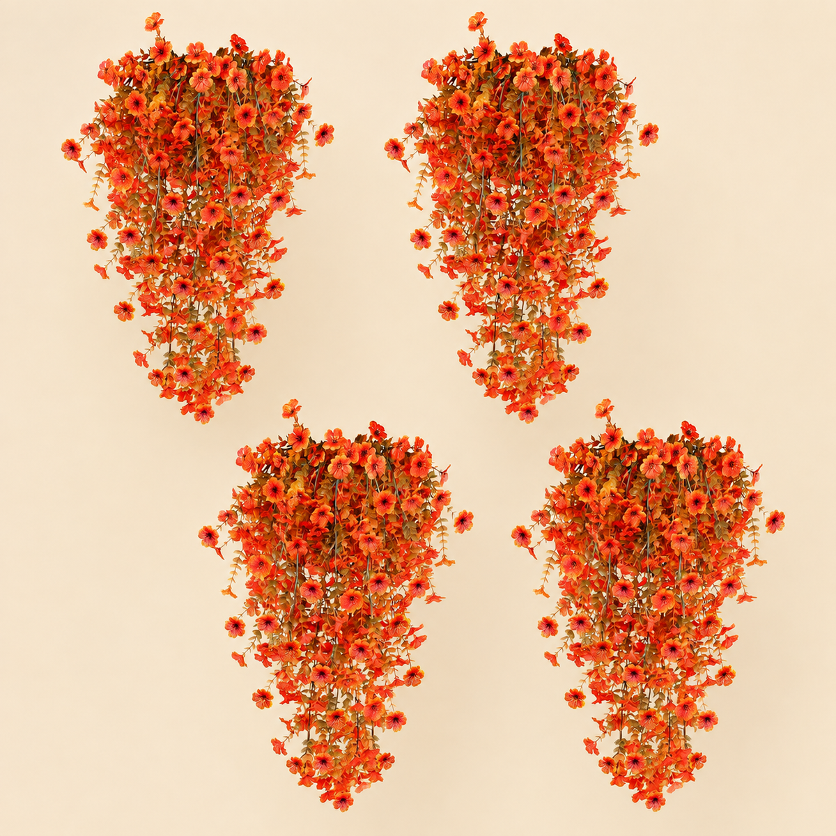 Four Orange Artificial Trailing Flower Stems