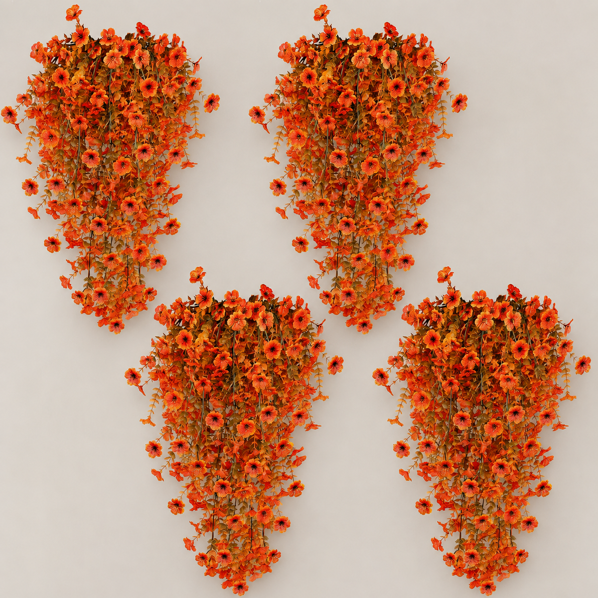 Four Orange Artificial Trailing Flower Stems