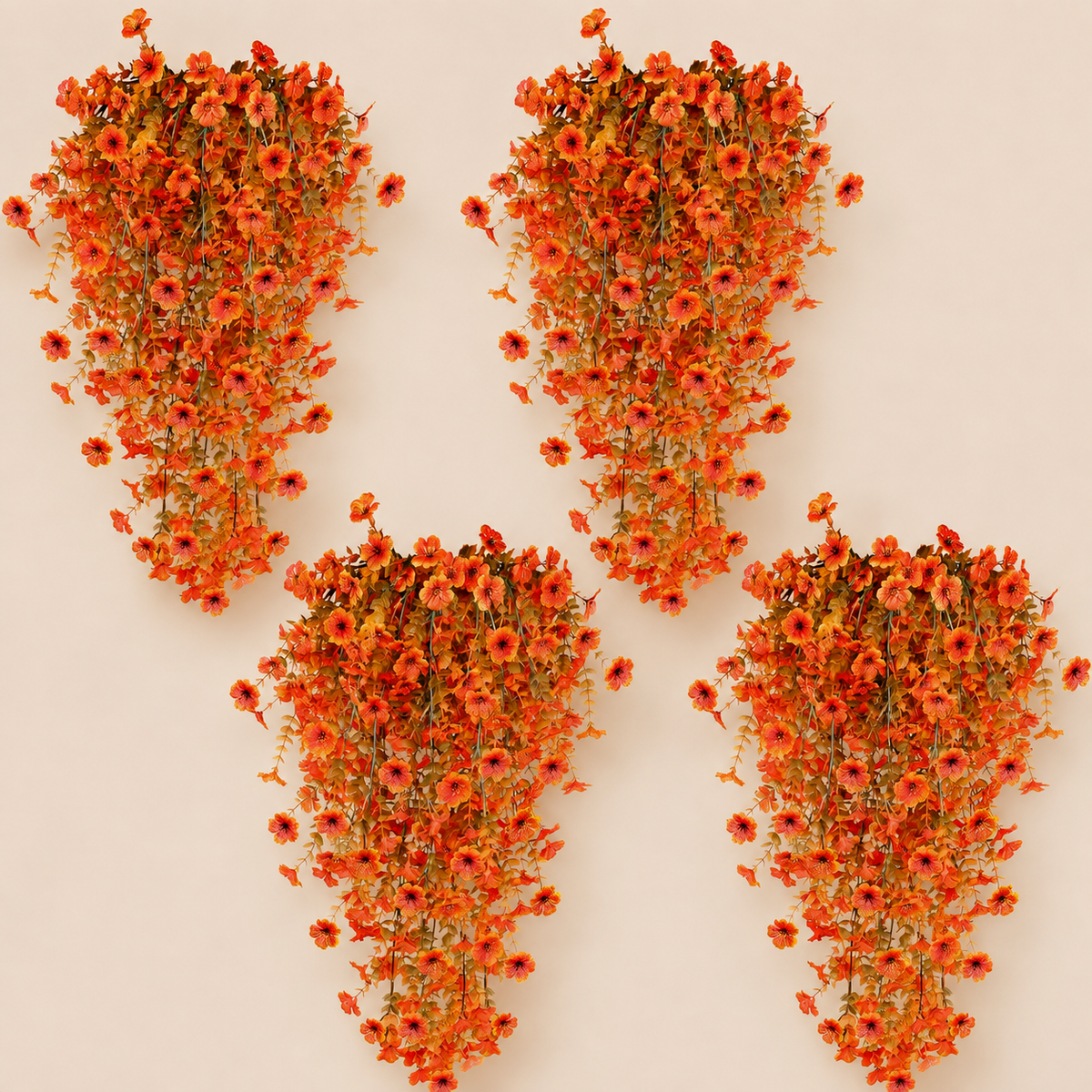 Four Orange Artificial Trailing Flower Stems