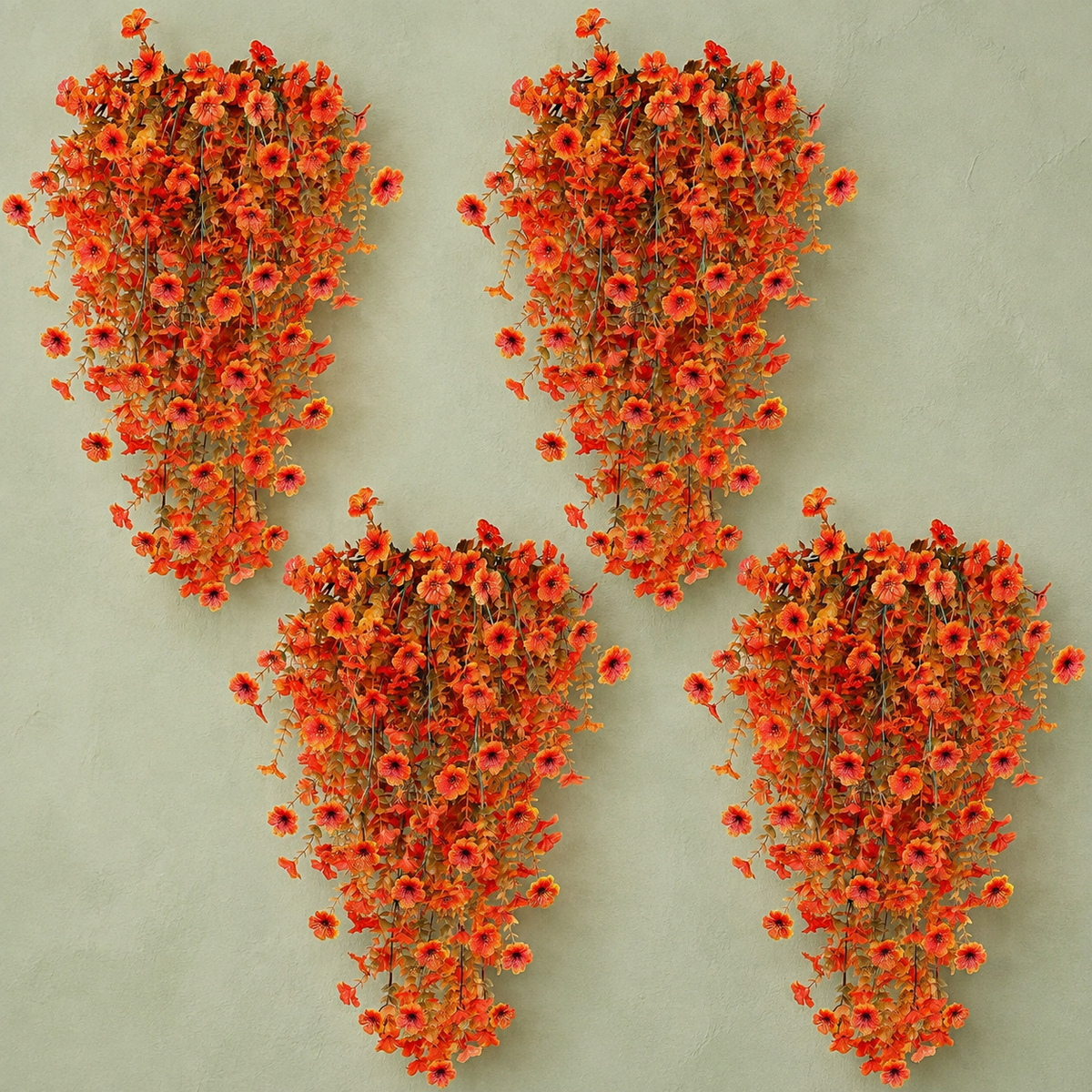 Four Orange Artificial Trailing Flower Stems