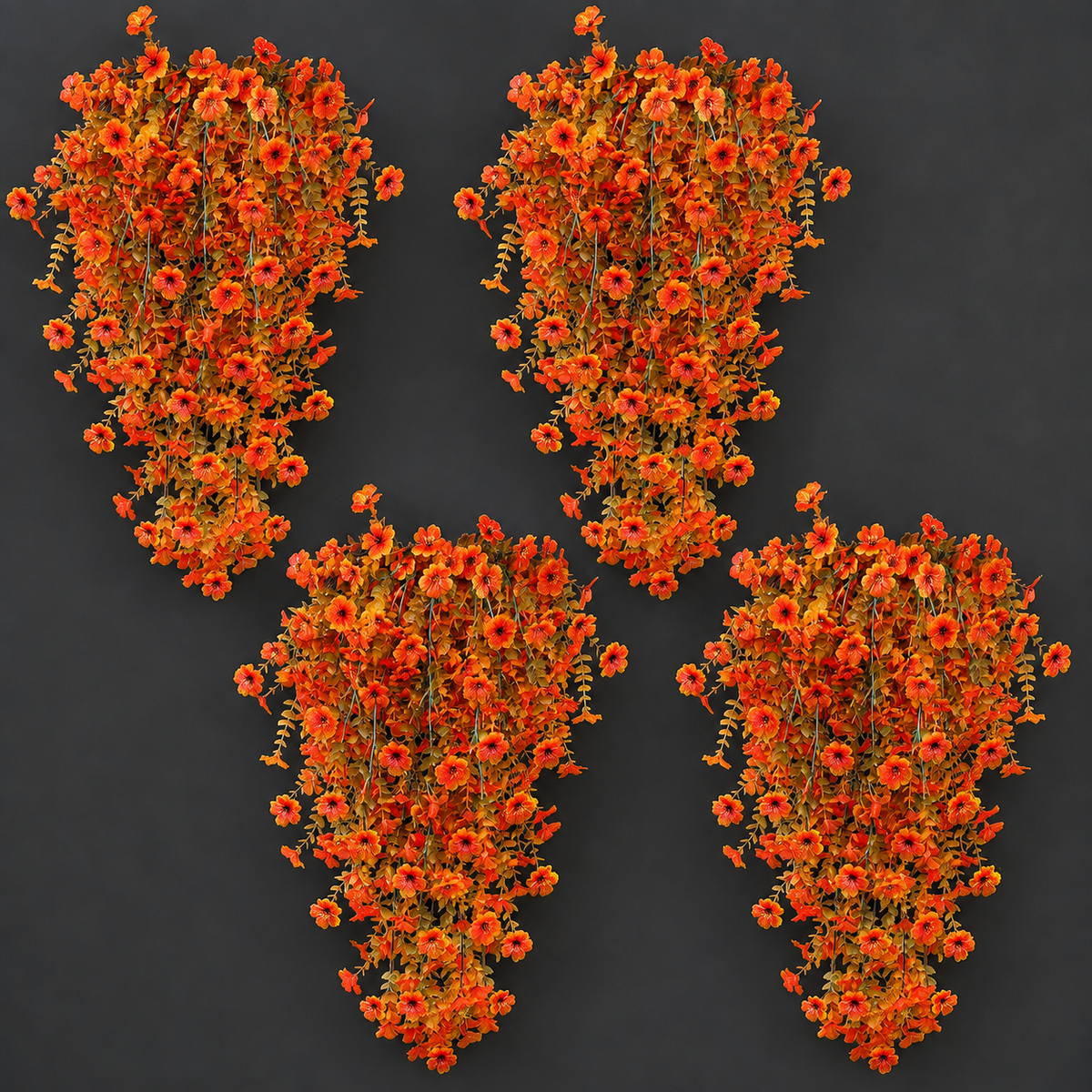 Four Orange Artificial Trailing Flower Stems